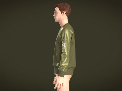 Men Raglan Sweatshirts With Zip 3D Model