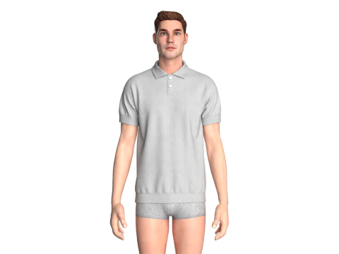 Men Short Sleeve Polo 3D Model