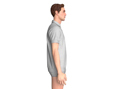 Men Short Sleeve Polo 3D Model