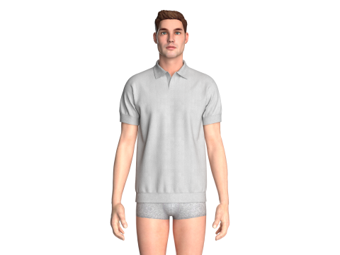 Men Short Sleeve Polo Without Button 3D 模型