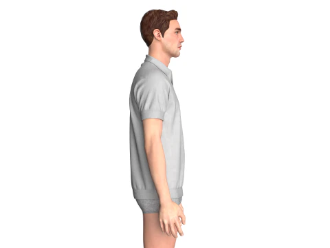 Men Short Sleeve Polo Without Button 3D Model