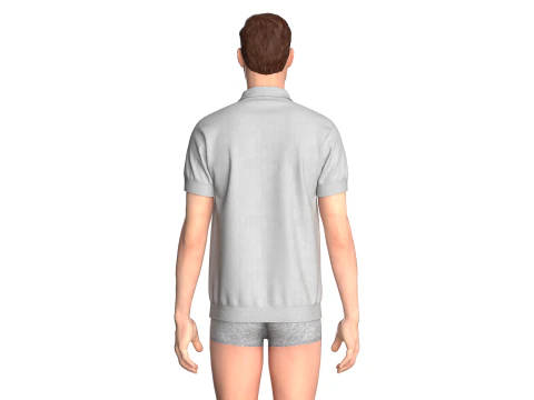 Men Short Sleeve Polo Without Button 3D Model