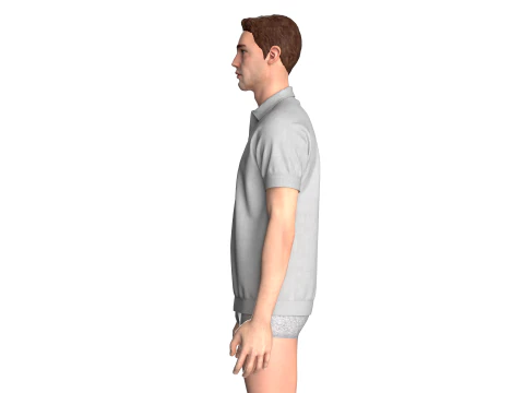Men Short Sleeve Polo Without Button 3D Model