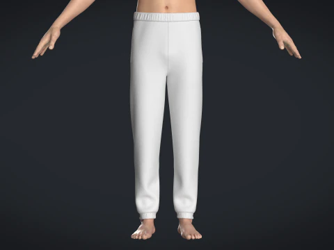 Men Sweatpant - White 3D Model