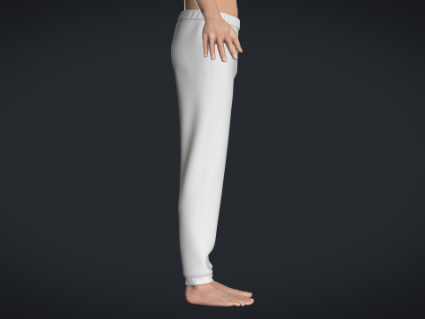 Men Sweatpant - White 3D 模型