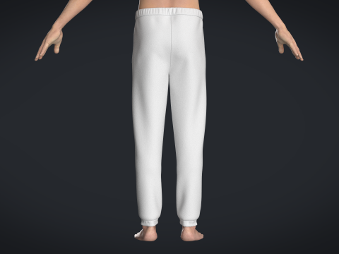 Men Sweatpant - White 3D 模型