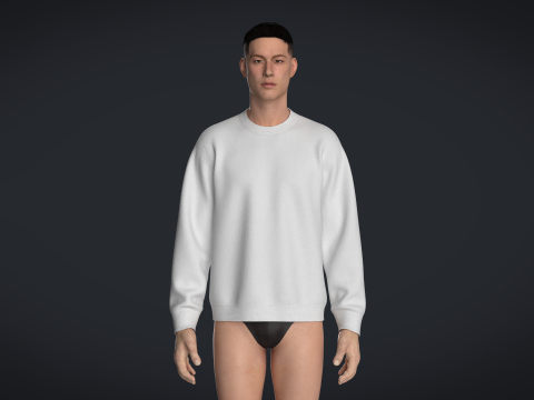 Men Sweatshirt - White 3D Model