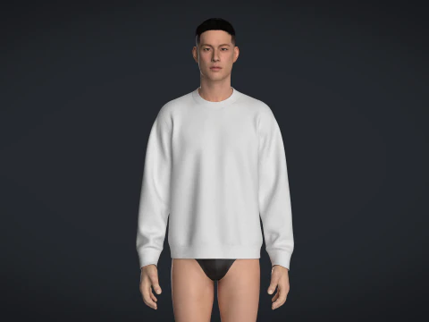 Men Sweatshirt - White 3D Model