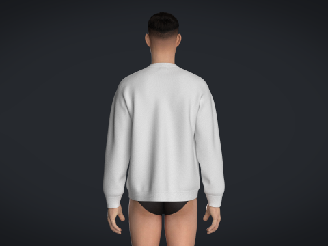 Men Sweatshirt - White 3D Model