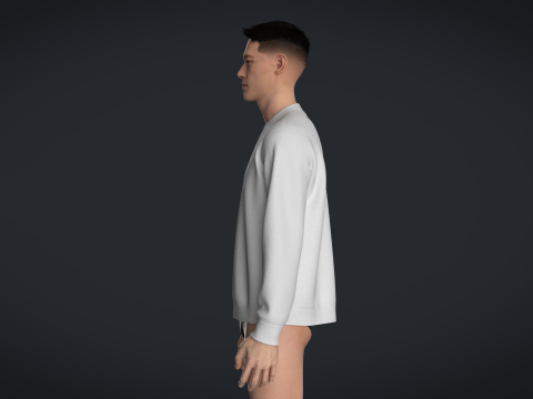 Men Sweatshirt - White 3D Model
