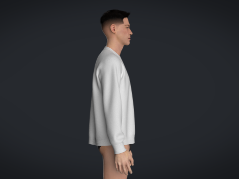 Men Sweatshirt - White 3D Model