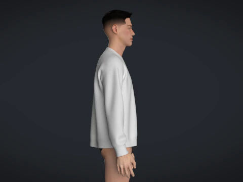 Men Sweatshirt - White 3D Model