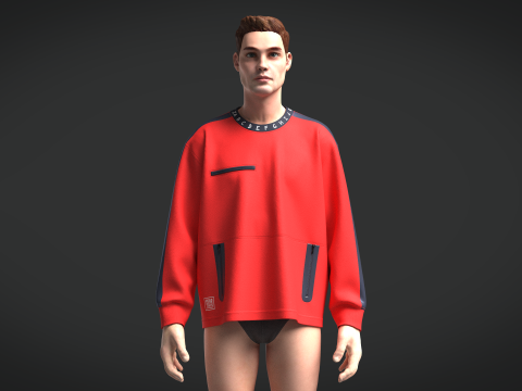 Men Sweatshirt - Red And Blue Modelo 3D