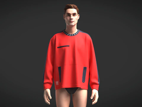 Men Sweatshirt - Red And Blue 3D Model