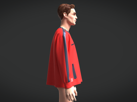 Men Sweatshirt - Red And Blue Modelo 3D