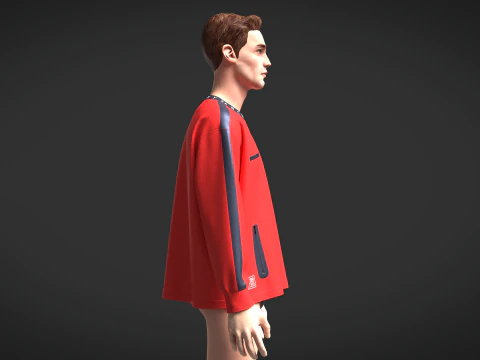 Men Sweatshirt - Red And Blue 3D Model