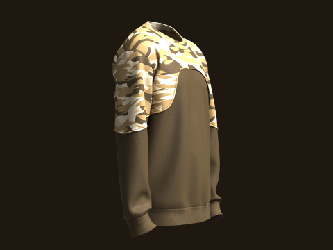 Men Sweatshirt With Camo 3D Model