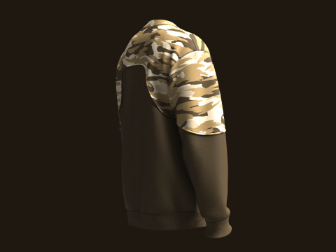 Men Sweatshirt With Camo 3D Model