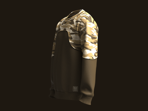 Men Sweatshirt With Camo 3D Model