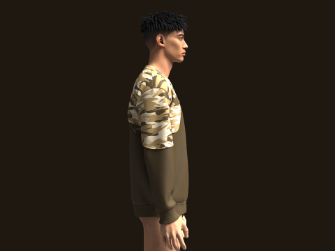 Men Sweatshirt With Camo 3D Model