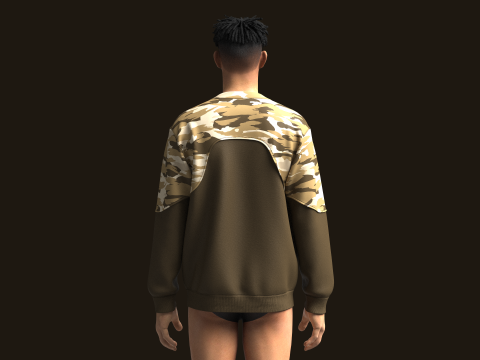 Men Sweatshirt With Camo 3D Model
