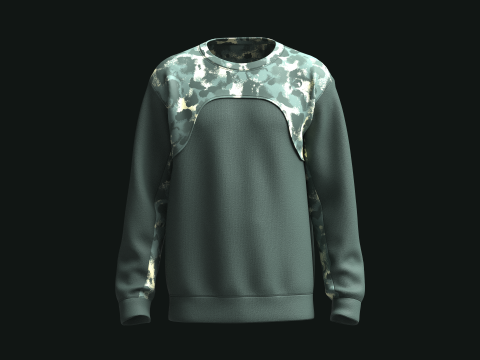 Men Sweatshirt With Camo Print Modelo 3D