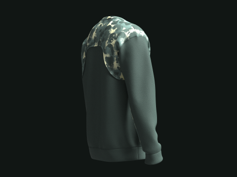 Men Sweatshirt With Camo Print Model 3D