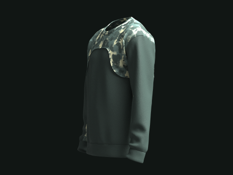 Men Sweatshirt With Camo Print Model 3D
