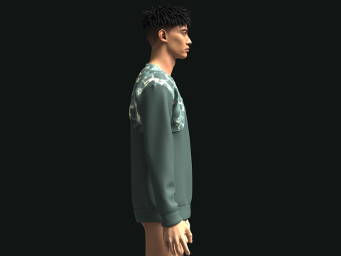 Men Sweatshirt With Camo Print Model 3D