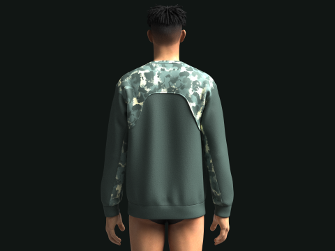 Men Sweatshirt With Camo Print Model 3D