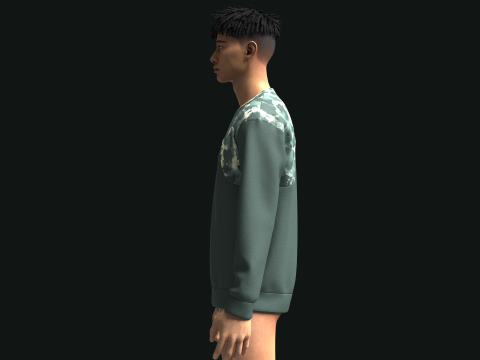 Men Sweatshirt With Camo Print Model 3D
