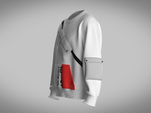 Men Sweatshirt With Pocket 3D Model