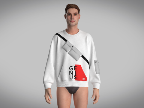 Men Sweatshirt With Pocket 3D Model