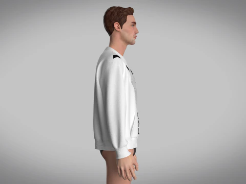 Men Sweatshirt With Pocket 3D Model
