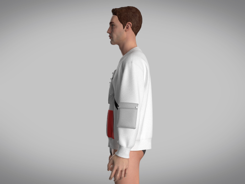 Men Sweatshirt With Pocket 3D Model