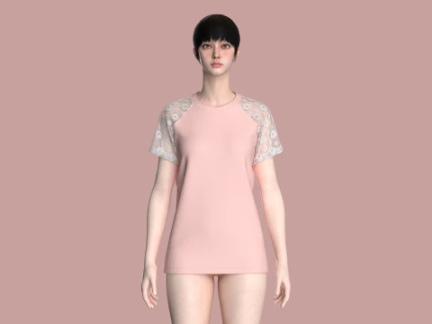 Ladies Raglan Tops 3D Model