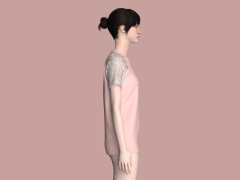 Ladies Raglan Tops 3D Model