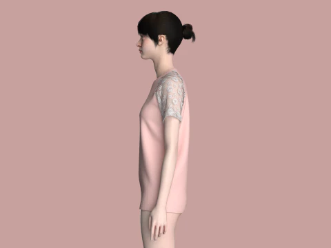 Ladies Raglan Tops 3D Model