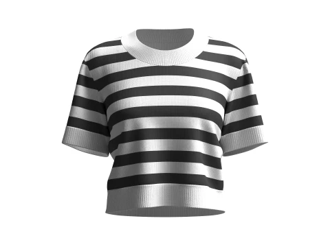 Укороченный полосатый свитер для девочек 3D Модель