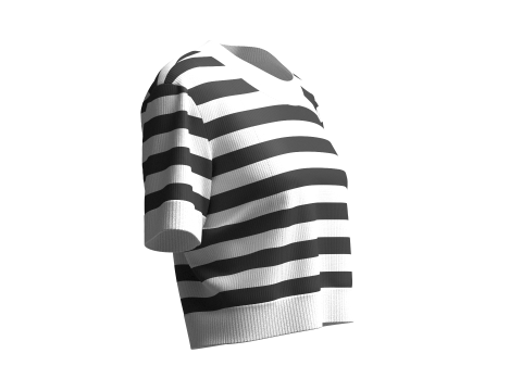Girls Cropped Striped Sweater Modèle 3D