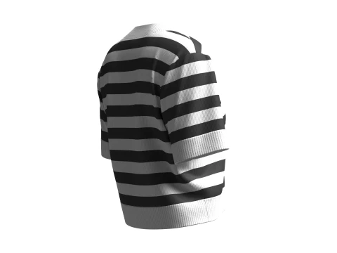 Girls Cropped Striped Sweater 3D Model