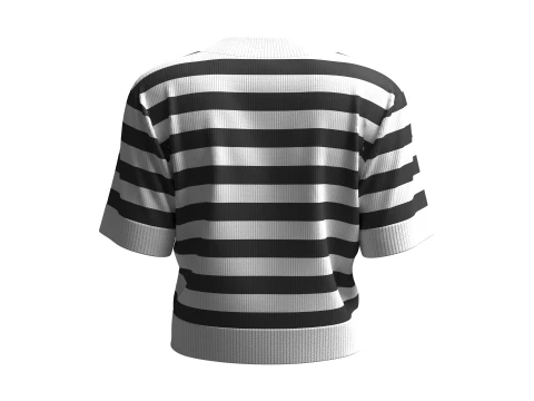 Girls Cropped Striped Sweater 3D Model