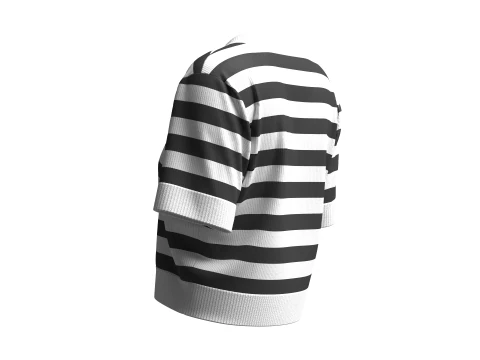 Girls Cropped Striped Sweater 3D Model
