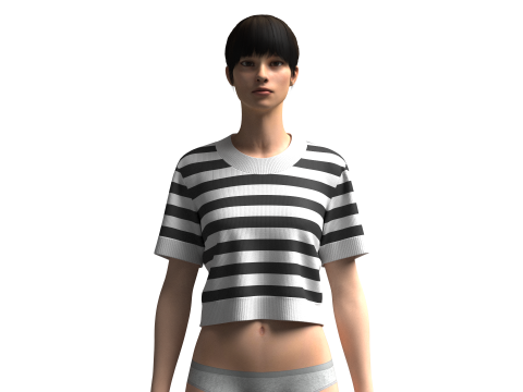Girls Cropped Striped Sweater Modèle 3D