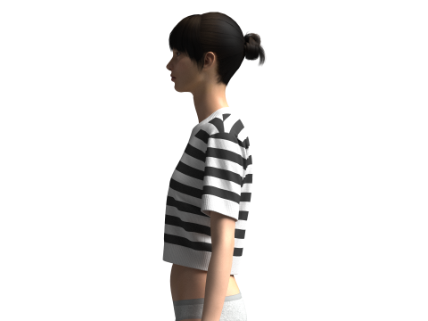 Girls Cropped Striped Sweater Modèle 3D