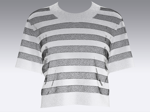 Girls Cropped Striped Sweater Modèle 3D