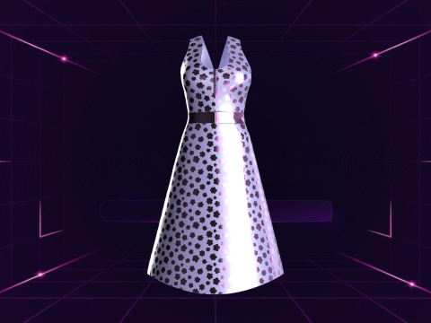 Girls Long Fashion Dress Modello 3D