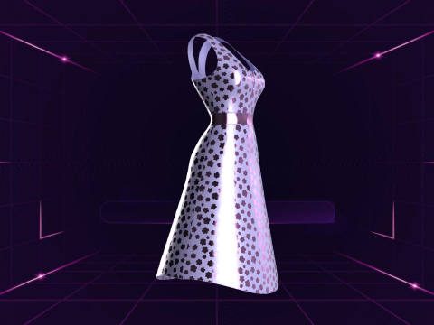 Girls Long Fashion Dress Modello 3D