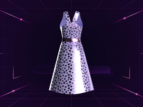 Girls Long Fashion Dress Modello 3D