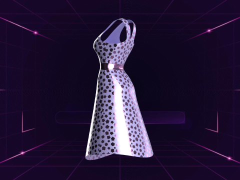 Girls Long Fashion Dress Modello 3D